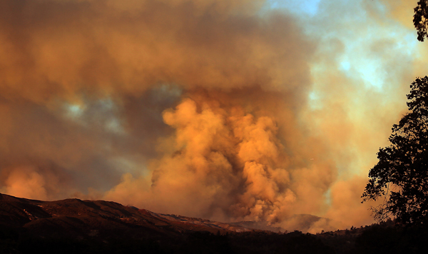 The Rocky Fire explodes at Sunset just outside Lower Lake, Wednesday July 29, 2015. (Kent Porter / Press Democrat) 2015