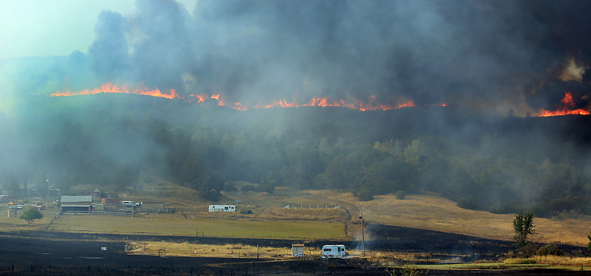 The Rocky fire threatens the Antonia Ranch, Thursday July 30, 2015 off Morgan Valley Road near Lower Lake. (Kent Porter / Press Democrat) 2015
