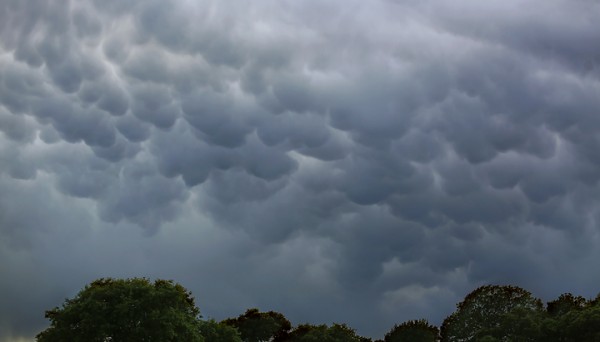 Mammatus clouds, a sign of a dying thunderstorm  overTaylor Mountain Regional Park and Open Space Preserve Monday March 28, 2016. (Kent Porter / Press Democrat) 2016